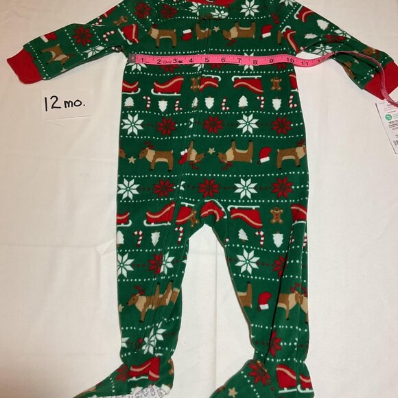 Carter's Baby Boy Green Fair Isle One-Piece Footed Pajamas Holiday Christmas NWT - Picture 4 of 6